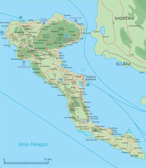 road map of corfu